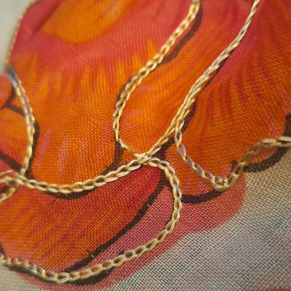 Beautiful Soft Beige/Orange Floral Retangler Scarf. - Picture 5 of 5